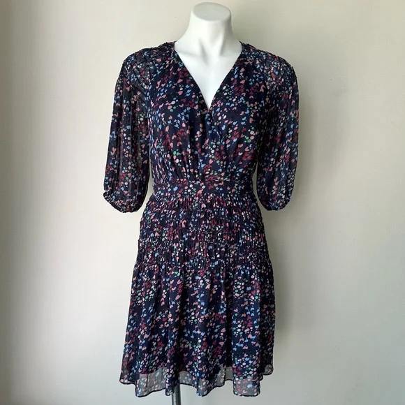 Ted Baker Casidee Heart Print Puff Sleeve Chiffon Mini Dress, Size US 6 - Picture 5 of 12